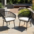 thumbnail image 3 of Nuu Garden Outdoor Patio Woven Rope Chairs with Adjustable Feet, 2.4" Thick Soft Cushions, All-Weather Powder-Coated Aluminum Frame, Black, 3 of 10