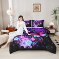 thumbnail image 4 of Homewish Boys Girls Gradient Butterflies Full Size Comforter Sets 3-Piece,Abstract Ombre Starry Sky Bedding Comforter Set,Chic Floral Flowers Lightweight Bedding Sets,Luxury Bedroom Decor, 4 of 8