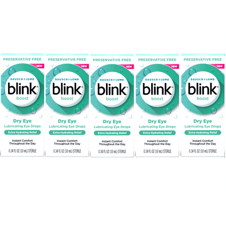 5 Pack - Blink Boost Preservative-Free Lubricating Eye Drops, Eye Care Drops for Dry Eyes, Instant Moisture for Dry Irritated Eyes & Comfort Throughout the Day, Contact Lens Friendly, 10 mL