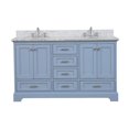 thumbnail image 5 of Harper 60" Double Bathroom Vanity with Powder Blue Cabinet and Carrara Marble Top, 5 of 6