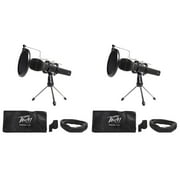 (2) Peavey Podcasting Podcast Microphones+Stands+Pop Filters+Shock Mounts+Cables