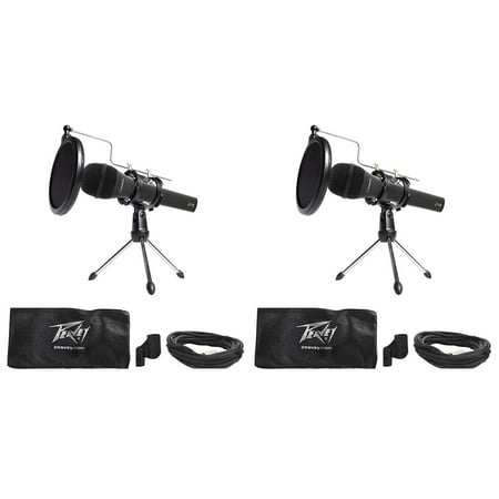 (2) Peavey Podcasting Podcast Microphones+Stands+Pop Filters+Shock Mounts+Cables
