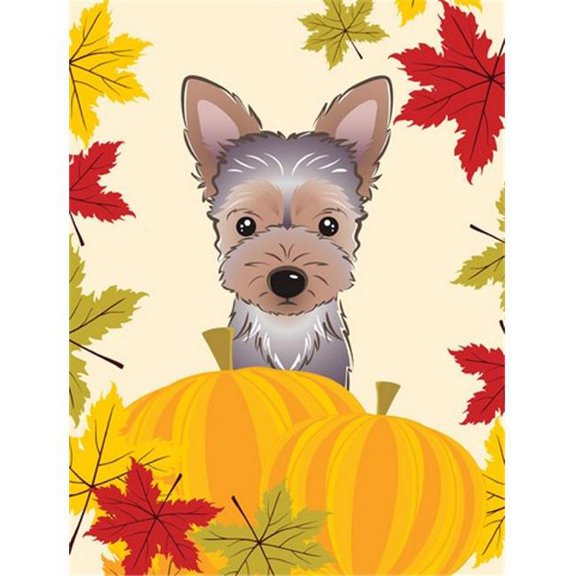 Yorkie Puppy Thanksgiving Garden Flag