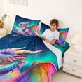 thumbnail image 3 of Metsweet Dreamy Magic Dragon Queen Sheets 4 Pieces, Gradient Aurora Starry Sky Queen Sheet Sets, Blue Pink Green,1 Fitted Sheet, 1 Flat Sheet and 2 Pillowcases, 3 of 5