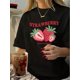 thumbnail image 1 of Camiseta informal con estampado vintage direccional para mujer, top deportivo de ocio, 1 of 6