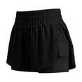 thumbnail image 4 of COMVALUE Women's 2 in 1 Running Shorts High-Split Athletic Short High Waisted 3" Liner Workout Gym Short with Pockets (Black, XXL), 4 of 9