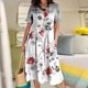 thumbnail image 2 of Moda mujer verano estampado casual cuello en V manga corta vacaciones bolsillos botón vestido Fridja  bnh3055, 2 of 6