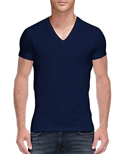 Gootuch Mens Cotton Breathable Athletic V Neck Slim Fit Pure Color T ...