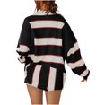 thumbnail image 4 of HAiming Womens Oversized Sweatshirt 2025 Trendy Striped V Neck Long Sleeve Shirts Fall Winter Casual Going out Blouses, 4 of 4