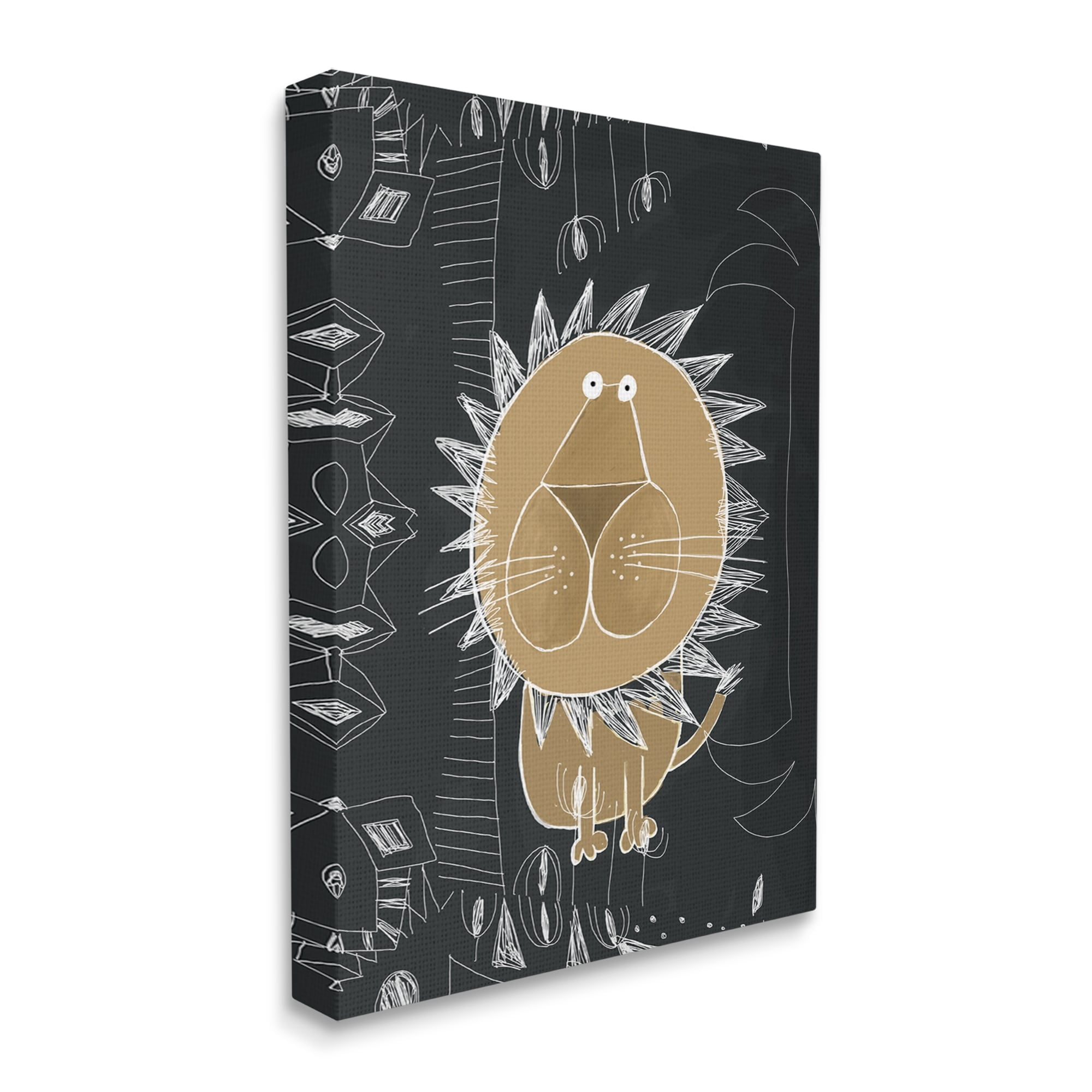 Stupell Industries Children's Abstract Lion Doodle Black White Pattern, 30 x 40,Design by Carla Daly