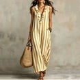 thumbnail image 2 of zbxnLI Striped Maxi Dress for Women Ruffle V Neck Sleeveless Tank Dresses Loose Casual Vacation Long Sundress, 2 of 6