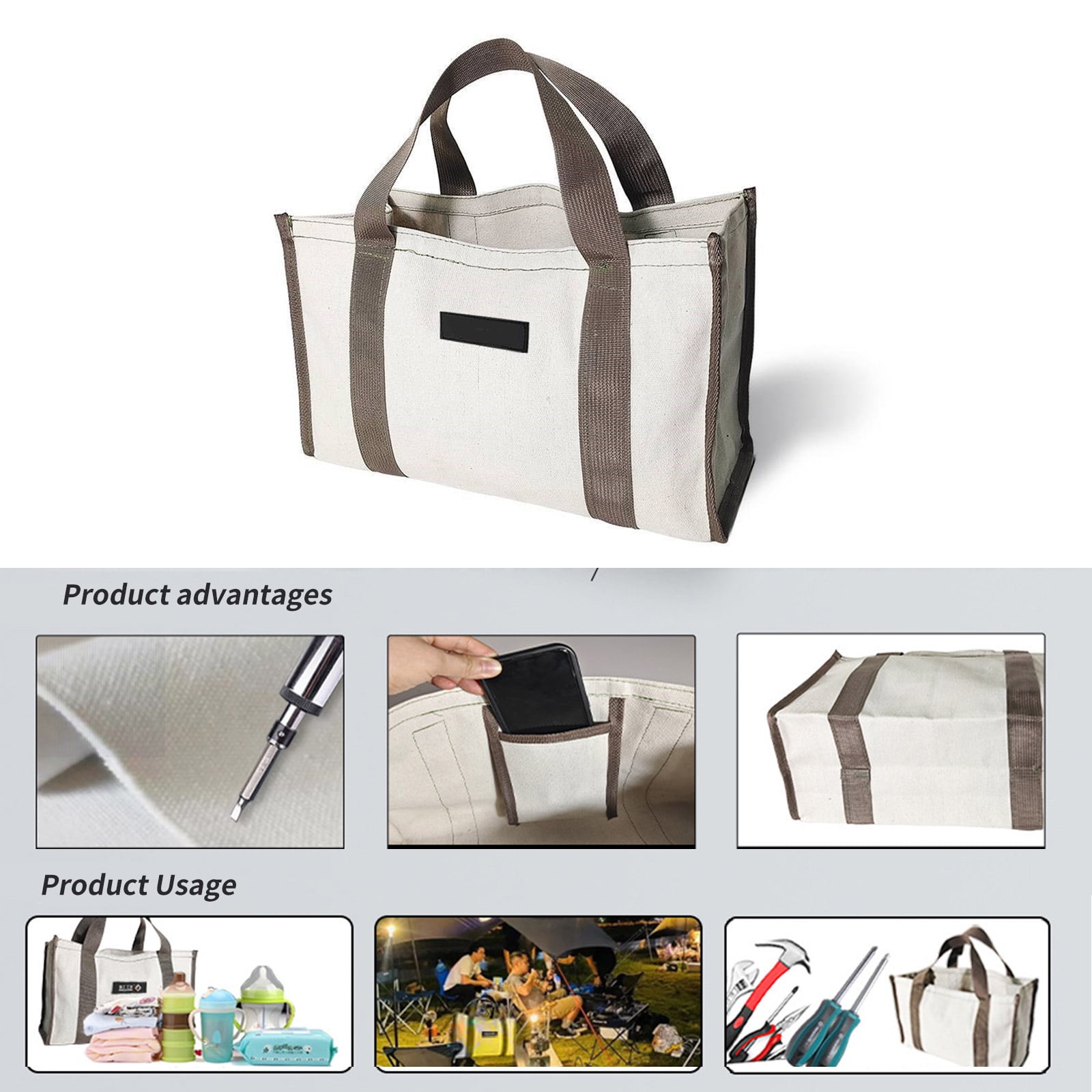 Tool Storage Solution Canvas Storage Bag, Wide Mouth and High Durability Tool Holder, Perfect for Carpenter,Technicians