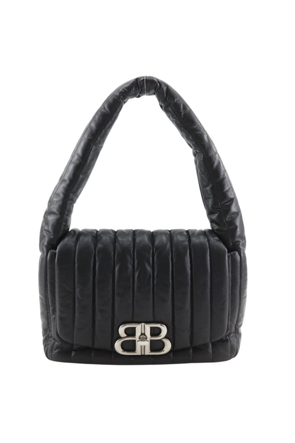 Pre-Owned Balenciaga Monaco Shoulder Bag, Quilted, Calfskin, Black, A5 Size, Turn-Lock,...