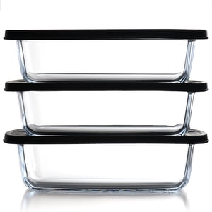 LammaLoe 6-Piece Glass Loaf Pan Set with Leakproof Lids