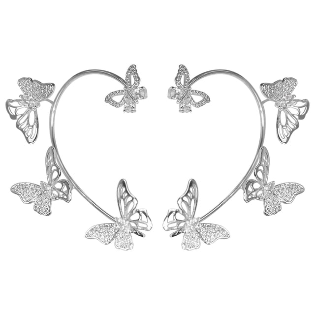 DPTALR Boucles d'Oreilles Papillon en Diamant pour Femmes Sans Perçage 1 Paire