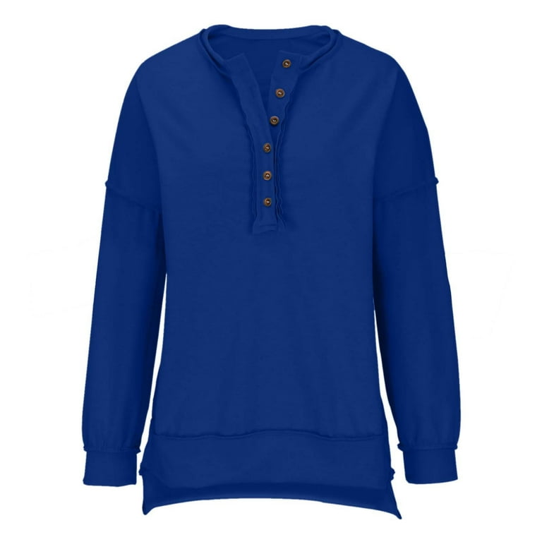Tシャツ・カットソー HUECLOSET Button Henley Sweatshirt SE455 Huesdet Womens Sweatshirt Casual Textured Long Sleeve Henley