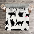 thumbnail image 3 of Ambesonne Cat Quilted Bedspread Set 3 Pcs, Black Kittens Pets Paws, King Size, Black White, 3 of 3