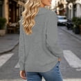 thumbnail image 5 of Vynhevius Women Sweater Solid Asymmetric Lapel Long Sleeve Casual Loose Knit Pullover Top, 5 of 5