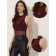 thumbnail image 2 of Top corto de malla con estrellas para mujer, cuello alto, sin mangas, transparente, camiseta sin mangas para fiesta Rojo burdeos L, 2 of 6