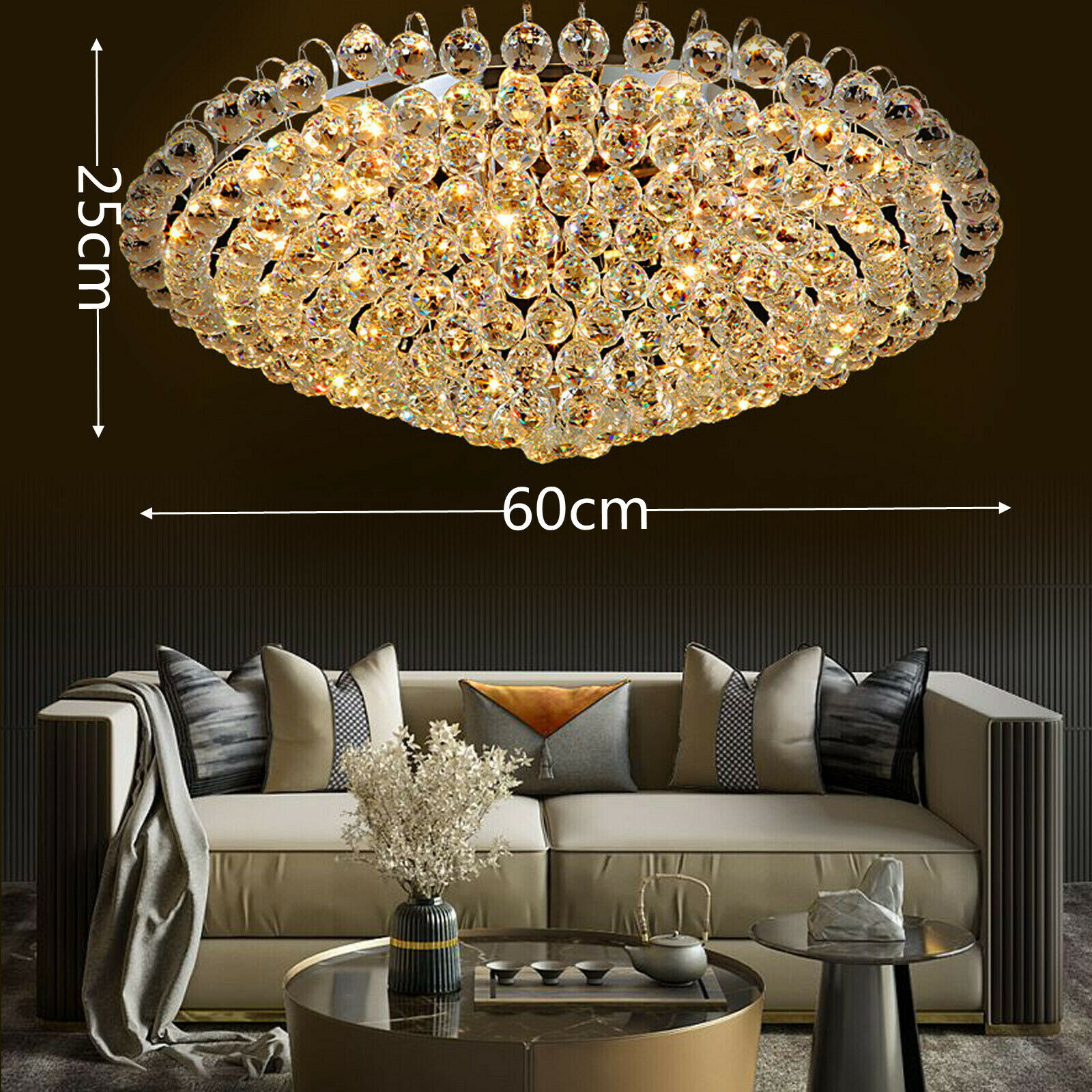 Colorfullrain Modern Large Crystal Chandelier Umbrella Shaped Flush