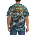thumbnail image 3 of KLL Colorful Plant Turtle Print Men's Shirt Short Sleeve Button Down Summer Cuba Beach Shirts- Small, 3 of 5