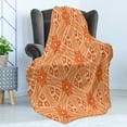 thumbnail image 4 of Abstract Soft Flannel Fleece Throw Blanket, Repeating Pattern Monochrome Connected Lines Floral Details, Cozy Plush for Indoor and Outdoor Use, 70" x 90", Peach Vermilion, by Ambesonne, 4 of 5