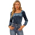 thumbnail image 1 of INSPIRE CHIC Blouse en Velours à Col Carré et Manches Longues pour Femmes, 1 of 6