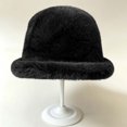 thumbnail image 4 of Cutuoiiu Cold Weather Hat for Women Solid Color Fuzzy Rolled Brim Bucket Hat Soft Plush Winter Warm Fisherman Cap for Daily Outdoor, 4 of 6