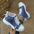 thumbnail image 4 of Chenyee Women's High Top Lace Up Walking Shoes Comfortable Fleece Lined Mid Calf Flat Canvas Sneakers, 4 of 8