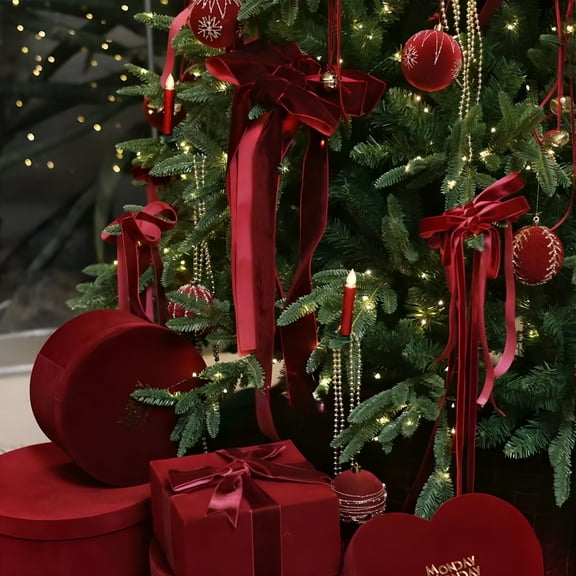 VANIDO Christmas Velvet Decorative Ribbon | Red Velvet Gift Wrapping Ribbon for DIY Holiday Decorations | Christmas Tree&Gift Packaging Ribbon