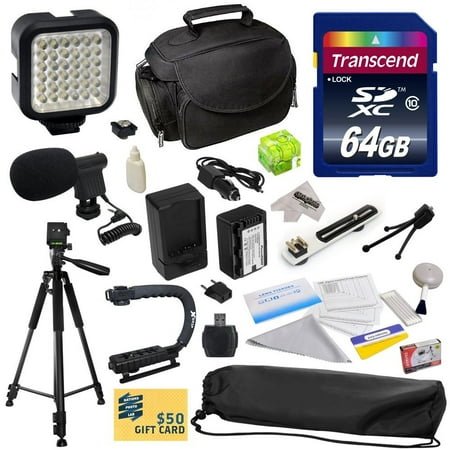 Panasonic Sd40 Advanced Kit for Panasonic SD40, SD60, SD80, SD90, SDX1, S45, S50, S70, M60, TM80, TM90, HS40 Camcorder with 64GB Memory Card, VW-VBK180 Battery, Charger, Carrying Case, Tripod, Action Handle and More ()