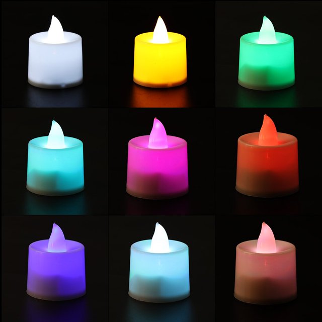 Luz de vela LED sin llama con batería, lámpara de luces de té, decoraciones románticas para fiestas de cumpleaños y bodas, 6/12 unidades