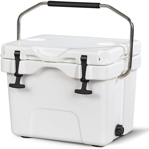 COSTWAY 16 Quart Cooler, 24 Can Insulated Ice Chest Box with Heavy Duty Handle and 2 Cup Holders, 3-5 Days Ice Retention, Portable Leakproof Hard Cooler for Camping, Fishing, Picnic, Outdoor