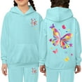 thumbnail image 2 of WEIYLL Hoodies for Girls Kids Tracksuit Unisex Two Piece Outfits Sweatpants Set Sky Blue Toddler Fall Clothing 12-13 Years, 2 of 4