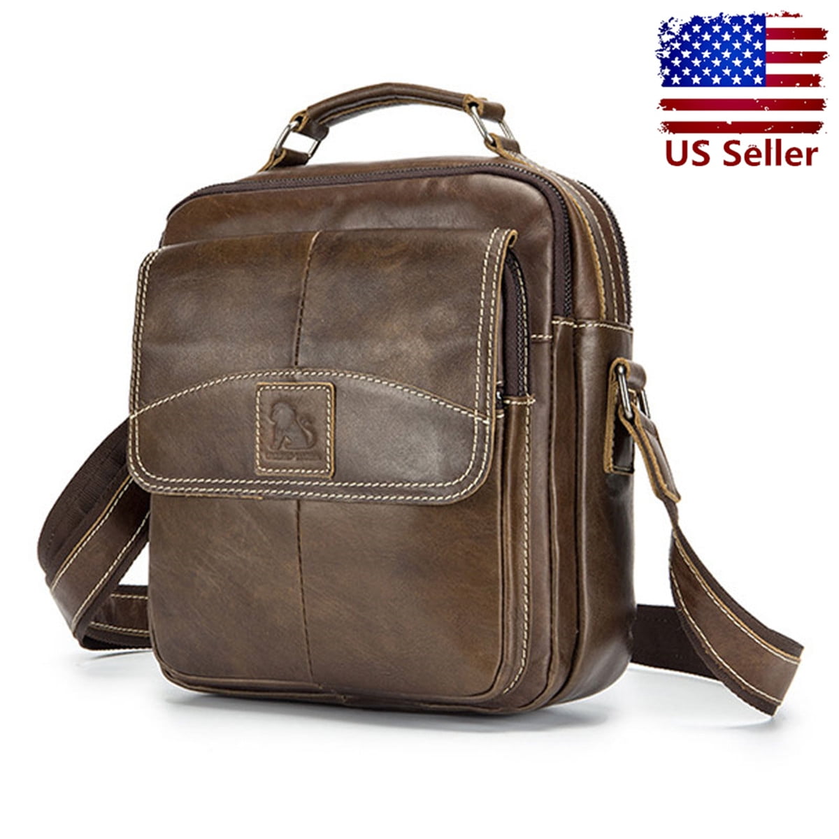KUDOSALE - Genuine Leather Shoulder Bag Business Men Bag Messenger Bag for Men Crossbody Bag ...