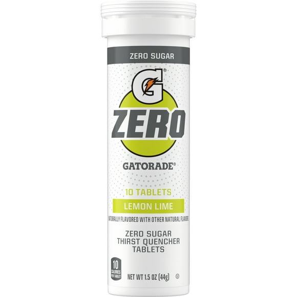 Gatorade Zero Sugar Lemon Lime Thirst Quencher Drink Enhancer Electrolyte Tablets, 1.6 oz, 10 Pack Tablets