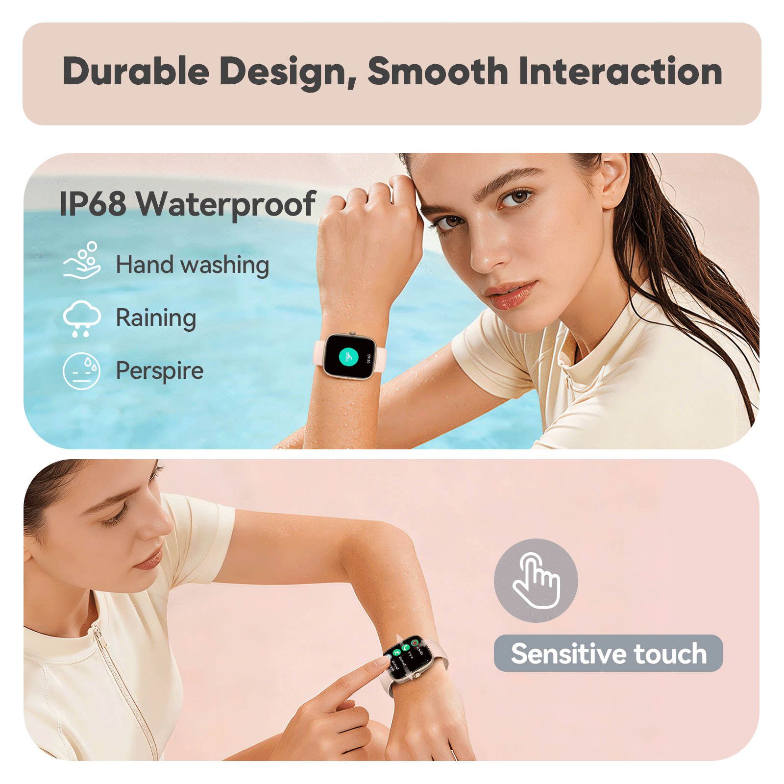 Smart Watches for Men Women (Answer/Make Calls), 1.83" Touchscreen Fitness Watch with 110+ Sport Modes, Fitness Tracker, IP68 Waterproof Smartwatch for Android Ios Pink