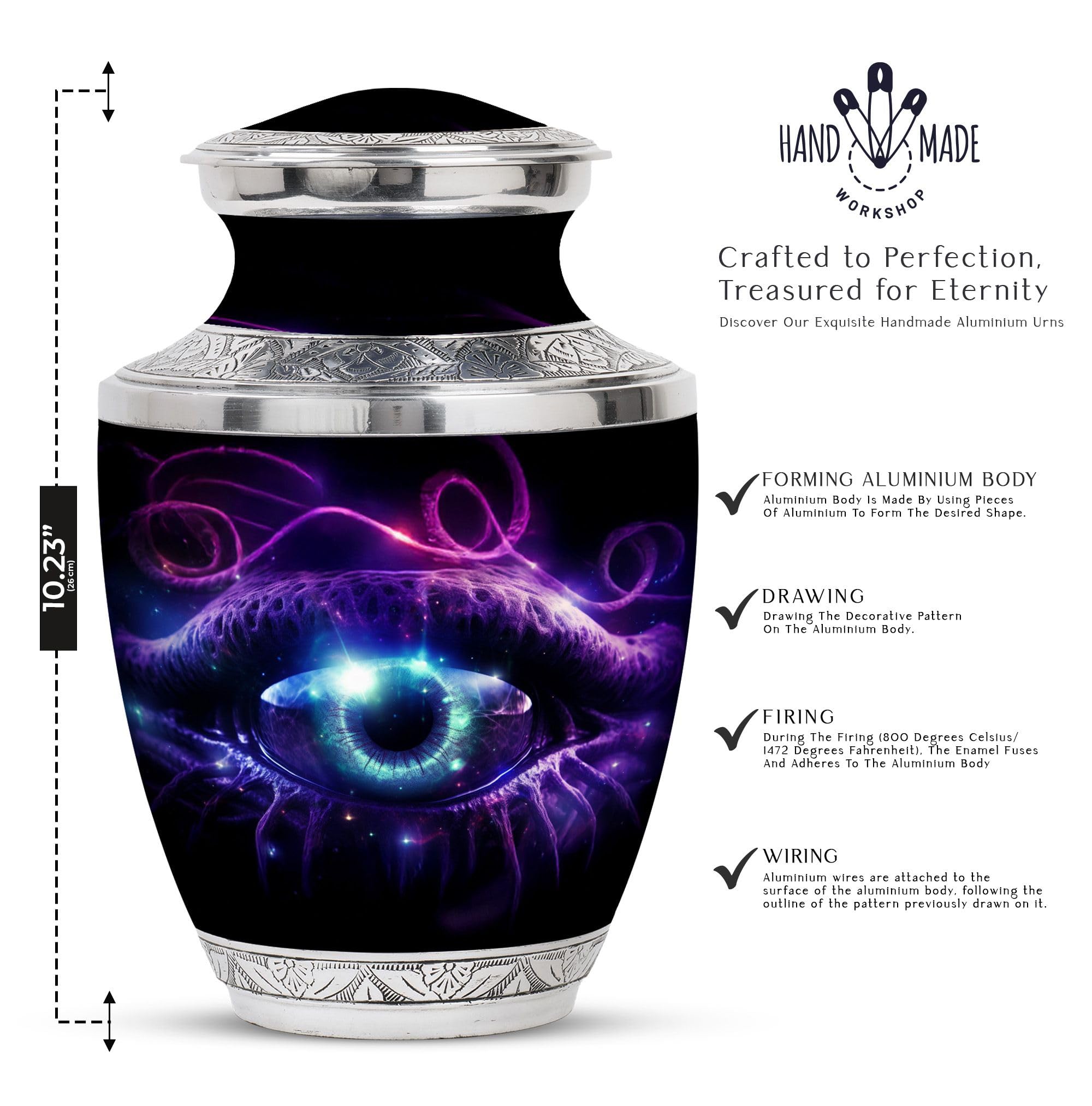 Octopus Funeral Urn for Human Ash, Cremation Urns for Mom & Dad, Large Urn for Humans Remain, Mini Ashes Container, Small Keepsakes Urns, 10 & 3 " Black, Set of 5