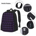 thumbnail image 2 of Lafuoo Purple Black Plaid Pattern Pocket Backpack Messenger Lunch Bag Pencil Bag Three-Piece Set, Travel Bag Sports Bag Suitable for Men and Women-One Size, 2 of 7