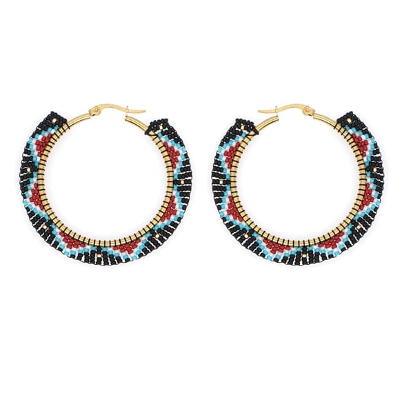 Pendientes de aro SHINUS BOHO con cuentas hechos a mano para mujer MI-E200151D
