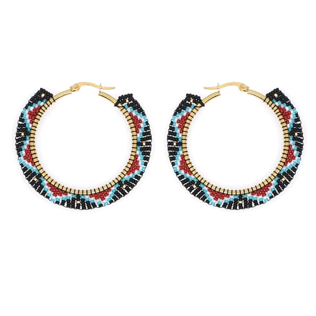Pendientes de aro SHINUS BOHO con cuentas hechos a mano para mujer MI-E200151D