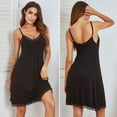 thumbnail image 6 of Clearance Women's Sling Lingerie V Neck Lace Trim Spaghetti Strap Nightdress,Knee Length Full Slip Nightgown Sexy Sleepwear Lace Chemise Babydoll Nightshirt Casual Lounge Dresses,S-XXL Black, 6 of 7