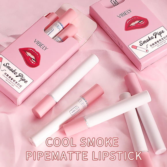 onlyliua Promoción de Temporada Juego de Pintalabios Mate de Tubo Fino, de Terciopelo y de Larga Duración, Caja de Cuatro Unidades