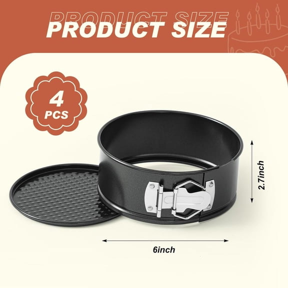 4 Pcs 6 Inch Non Stick Springform Pan with Removable Bottom Carbon Steel Round Springform Cheesecake Pan with Stainless Steel Spring Buckles for Baking Kitchens Restaurant(Gray)
