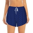 thumbnail image 2 of Honeii Navy Blue print a double-layered women's running short, ideal for gym, tennis, and various activities, complete with a practical pocket-Large, 2 of 7
