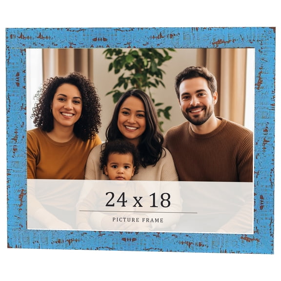 24x18 Frame Blue Solid Wood Picture Frame Width 1.125 Inches | Interior Frame Depth 0.5 Inches |
