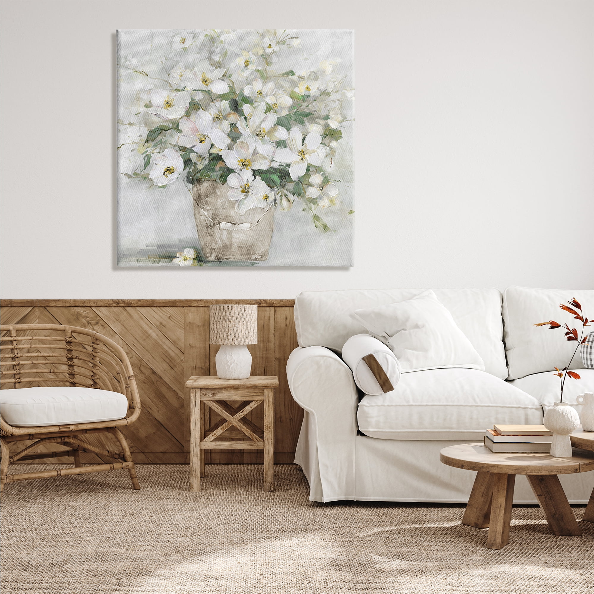 Stupell Industries Farmhouse Poppies Floral Blossom Bouquet Country Bucket, 36 x 36, Design by Sally Swatland