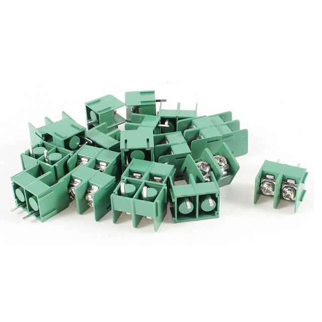 Unique Bargains 20 Pcs 300V 20A 2 Positions 7.62mm Pitch Pluggable Terminal Block Green