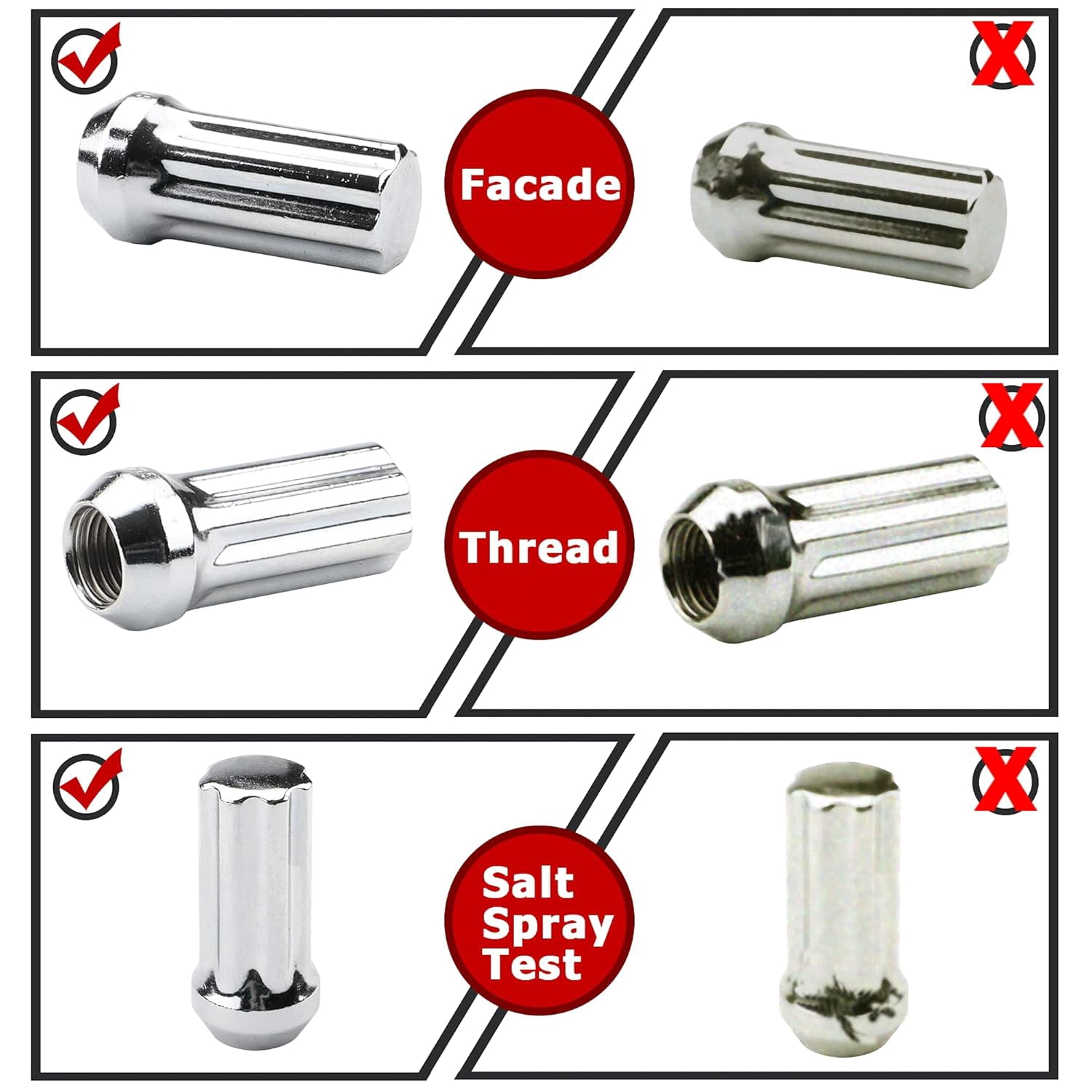 Richeer M14x1.5 Lug Nuts for Silverado Suburban Sierra ram 1500 Escalade Tahoe Traverse Yukon, 24pcs 14x1.5 Chrome Lug Nuts Long Extended XL 7 Spline with Socket Key for 6 Lug Aftermarket Wheels