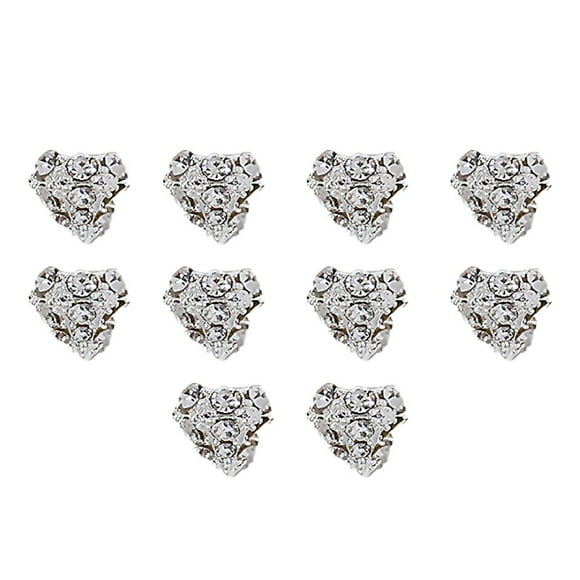10Pcs Nail Art Alloy Three-dimensional Shining Non-falling Sparkling DIY Mini Nail Art Decoration Silver Bow Ornament Nail Salon Supply
